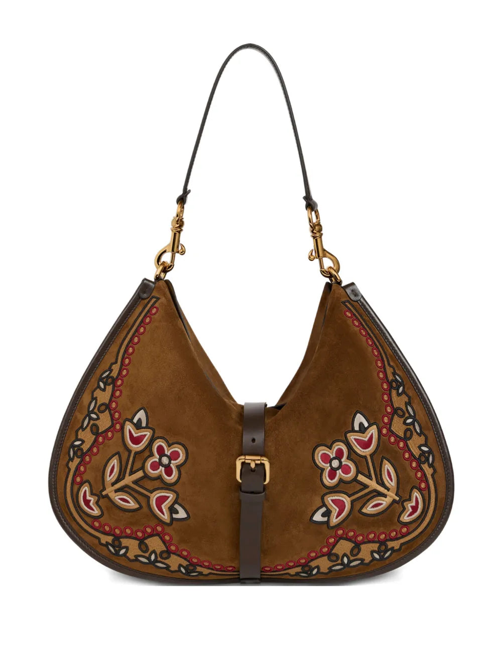 Etro Pony Embroidery Suede Maxi Shoulder Bag — Same as shown — Size One Size — Front View