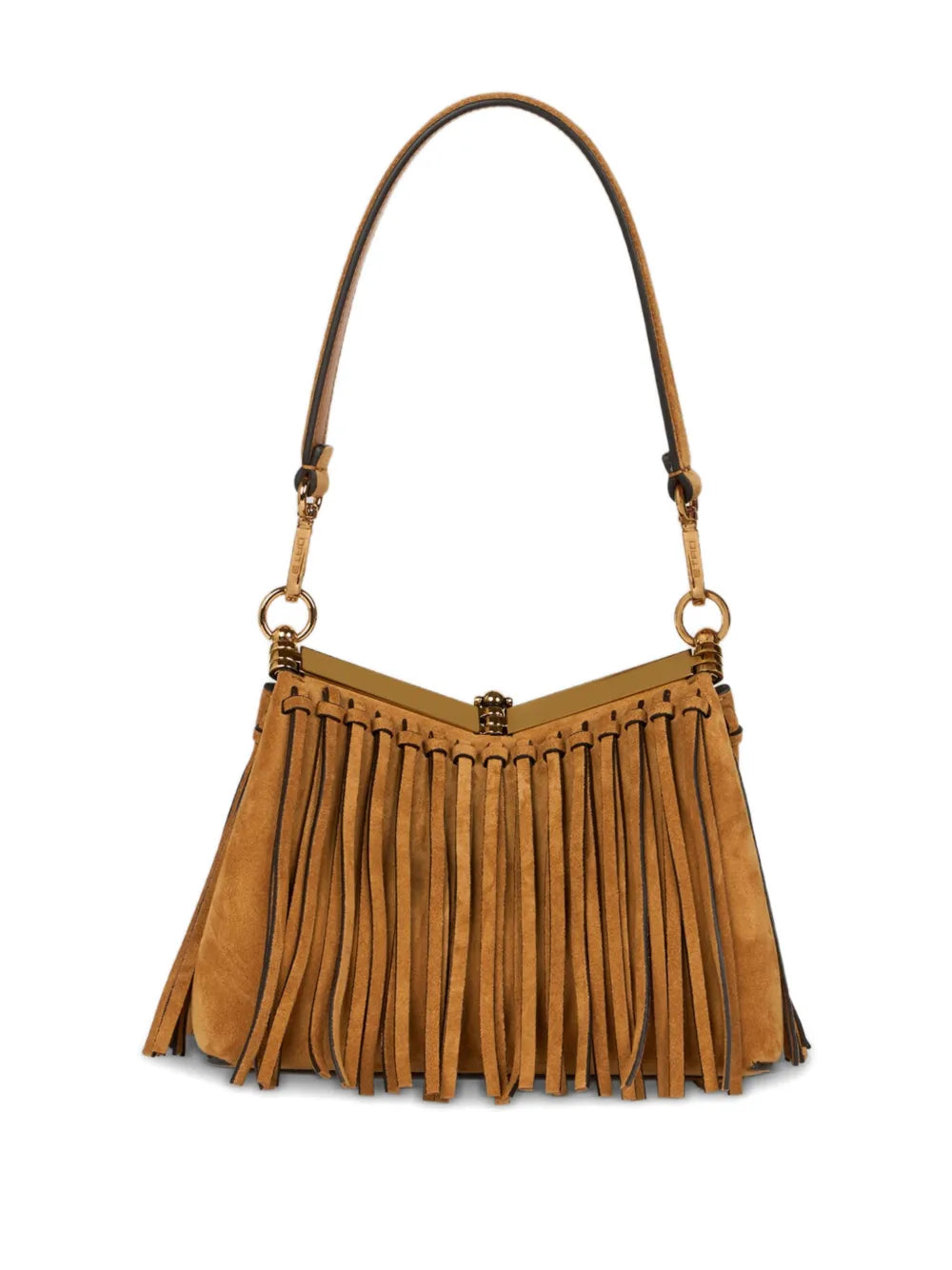Etro Small Vela Fringing Suede Shoulder Bag — Same as shown — Size One Size — Side View