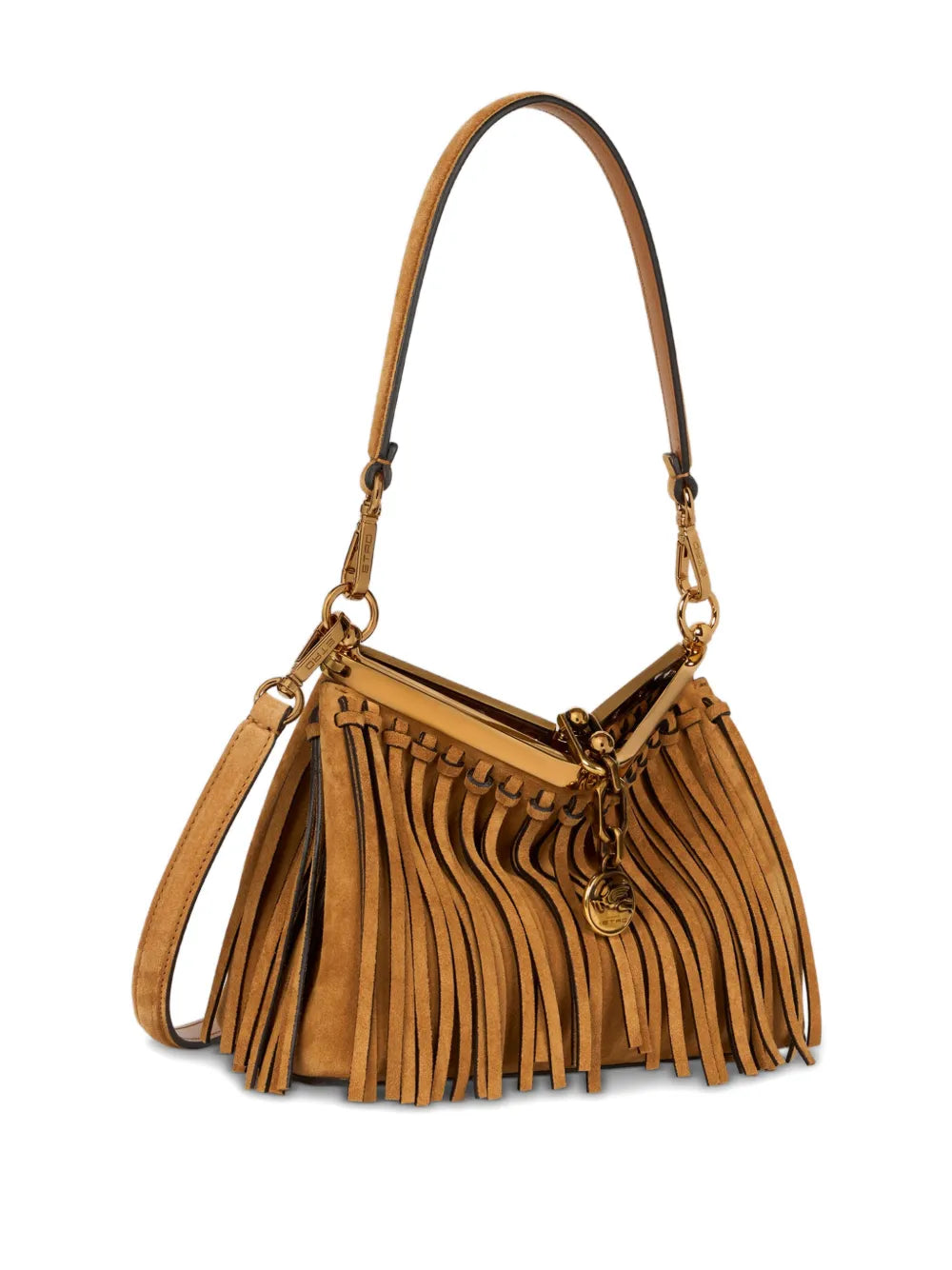 Etro Small Vela Fringing Suede Shoulder Bag — Same as shown — Size One Size — Back View