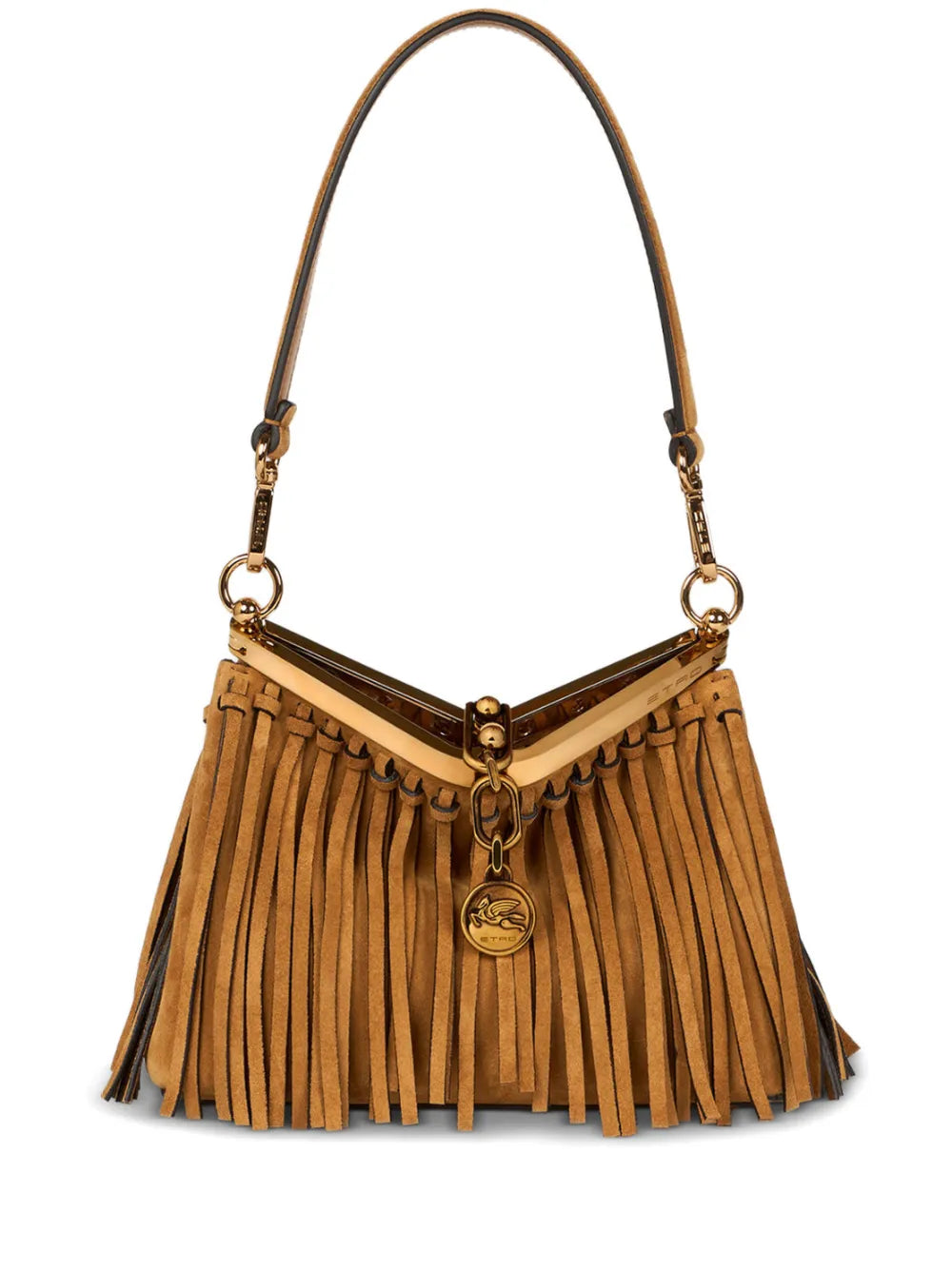 Etro Small Vela Fringing Suede Shoulder Bag — Same as shown — Size One Size — Front View