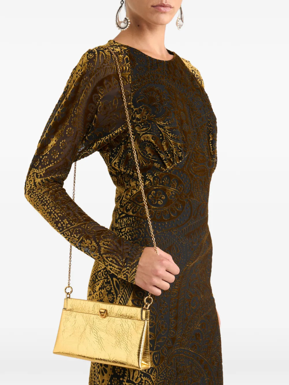 Etro Chain Strap Leather Shoulder Bag — Same as shown — Size One Size — Side View