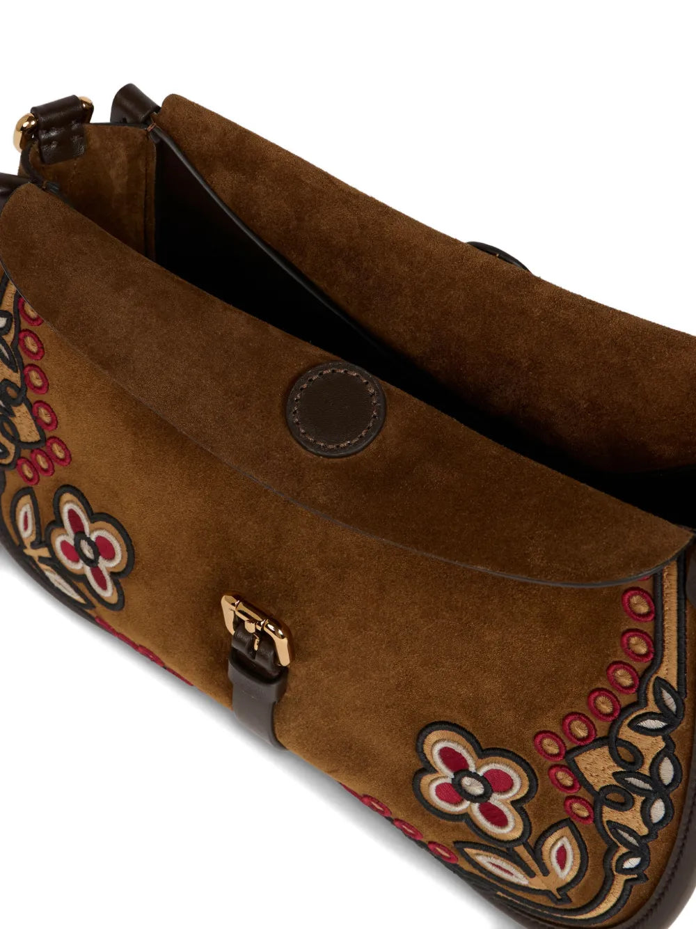 Etro Pony Floral Embroidery Suede Medium Shoulder Bag — Same as shown — Size One Size — Top View
