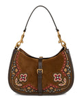 Etro Pony Floral Embroidery Suede Medium Shoulder Bag — Same as shown — Size One Size — Front View
