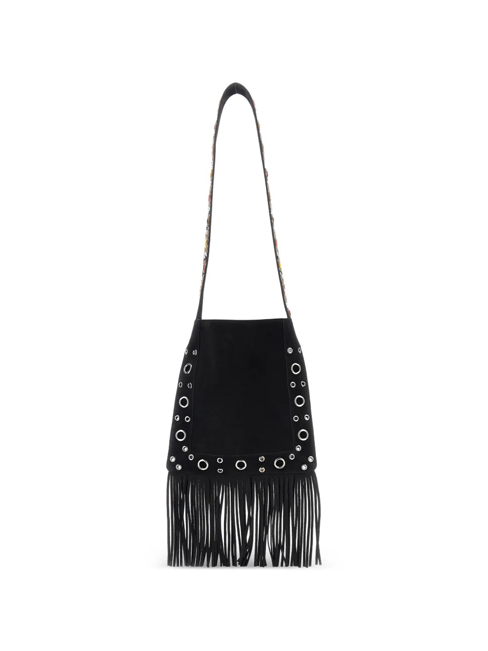 Valentino Garavani Eyelet Embelishment Fringed Hem Shoulder Bag — Same as shown — Size One Size — Side View
