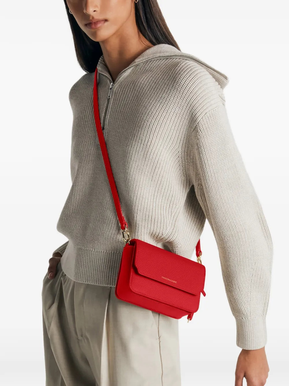 Maison De Sabre Leather Flap Shoulder Bag — Same as shown — Size One Size — Side View