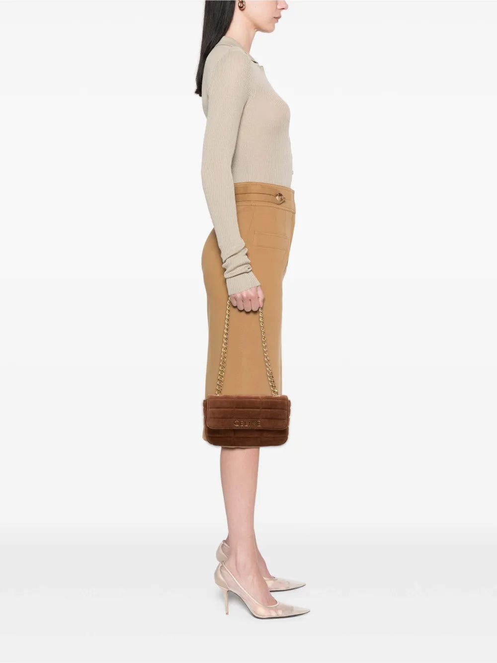 Celine Pre Owned 2023 Suede Monochrome Shoulder Bag — Same as shown — Size One Size — Side View