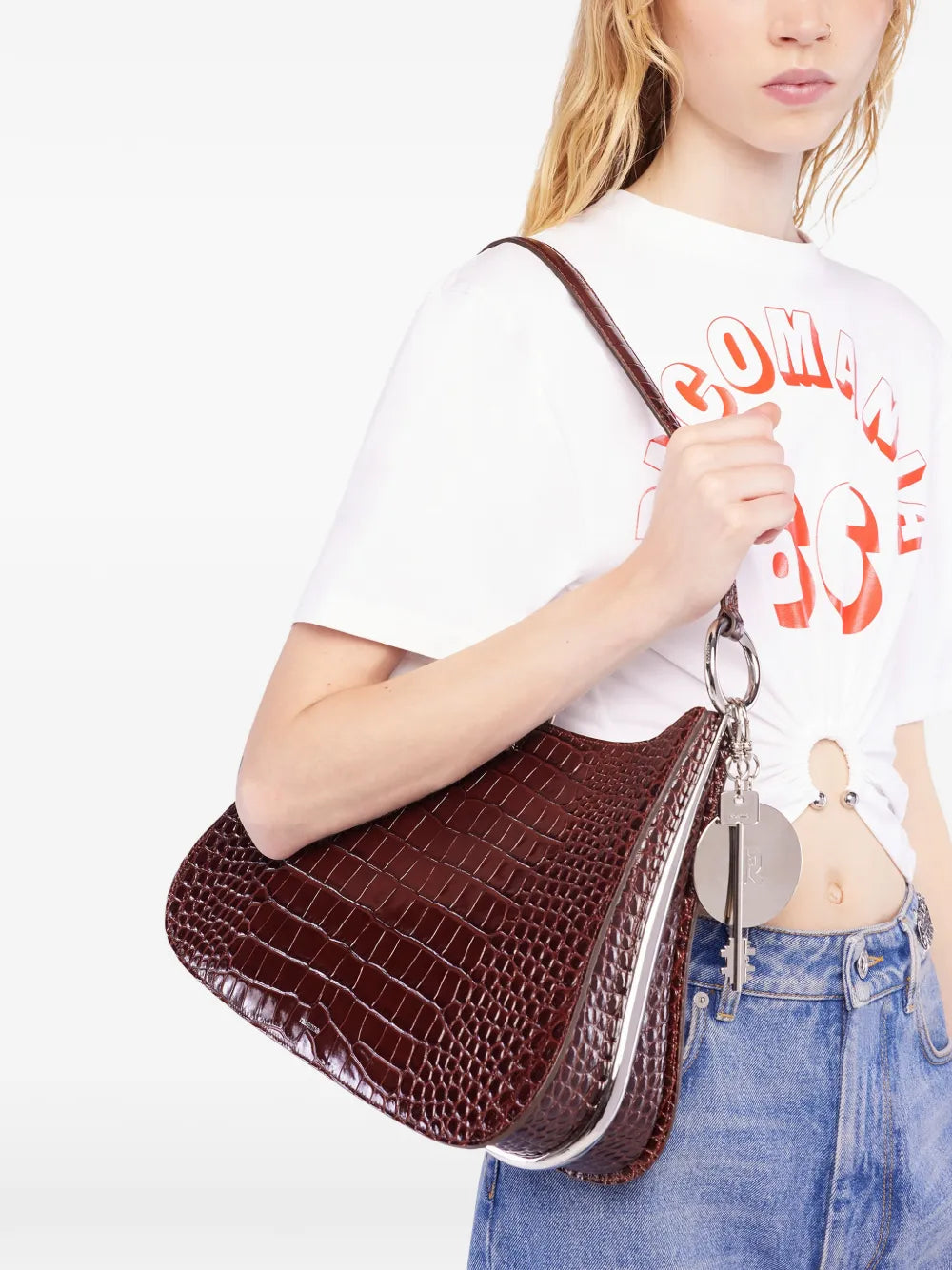 Rabanne Ring Embossed Leather Shoulder Bag — Same as shown — Size One Size — Side View