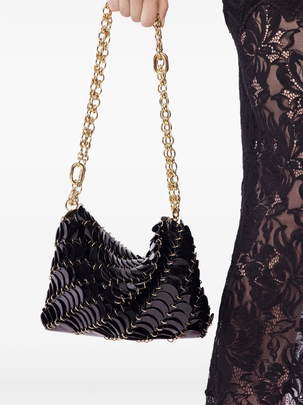 Rabanne Patent Paco Leather Shoulder Bag — Same as shown — Size One Size — Side View