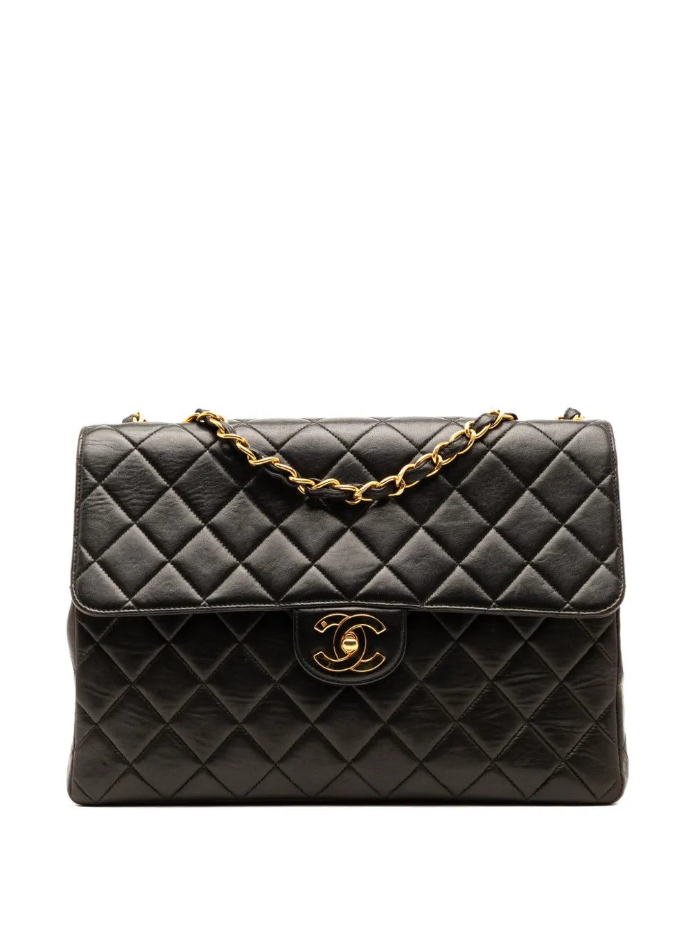 Chanel Pre Owned 1994 1996 Jumbo Classic Lambskin Single Flap Shoulder Bag — Same as shown — Size One Size — Front View
