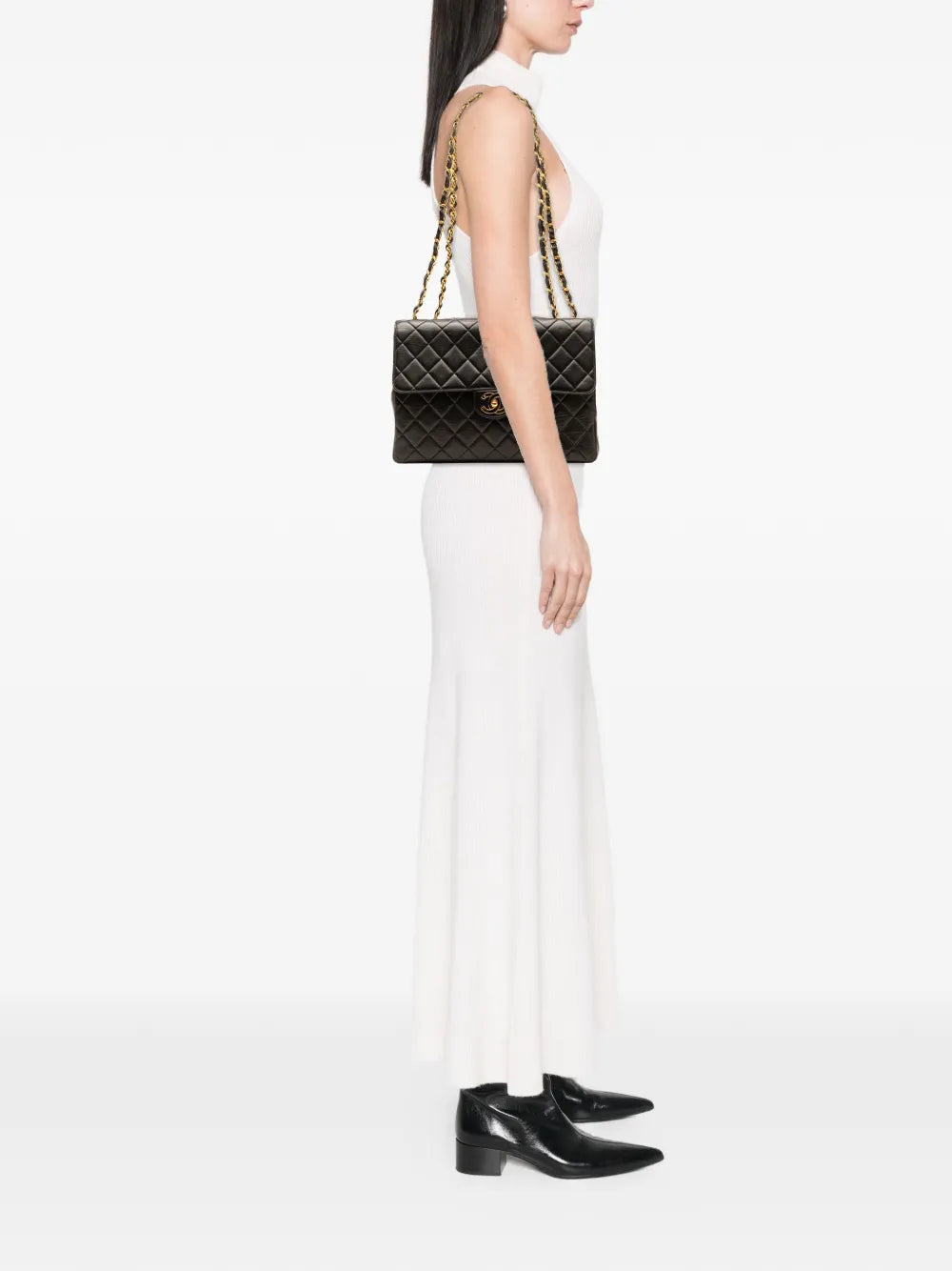 Chanel Pre Owned 1994 1996 Jumbo Classic Lambskin Single Flap Shoulder Bag — Same as shown — Size One Size — Side View