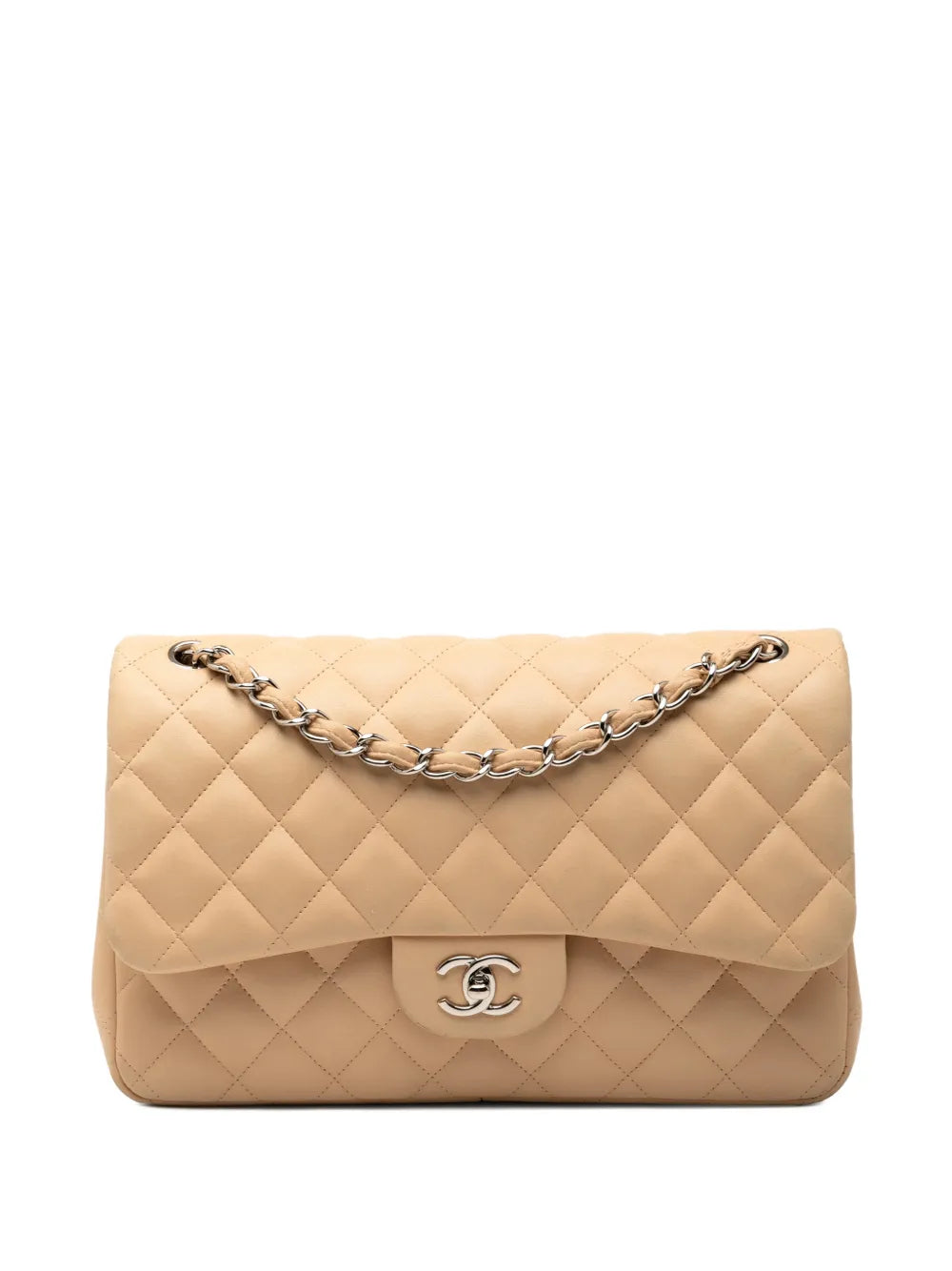 Chanel Pre Owned 2010 2011 Jumbo Classic Lambskin Double Flap Shoulder Bag — Same as shown — Size One Size — Front View