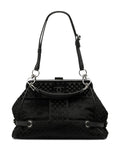 Chanel Pre Owned 2005 2006 Cc Check Embossed Velvet Belted Side Frame Bag Shoulder Bag — Same as shown — Size One Size — Front View