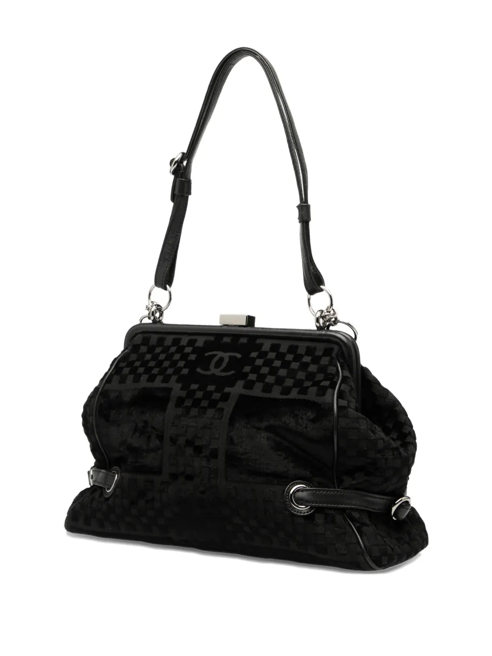 Chanel Pre Owned 2005 2006 Cc Check Embossed Velvet Belted Side Frame Bag Shoulder Bag — Same as shown — Size One Size — Side View