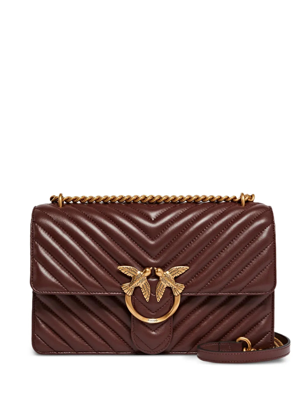 Pinko Medium Love One Chevron Chain Shoulder Bag — Same as shown — Size One Size — Front View