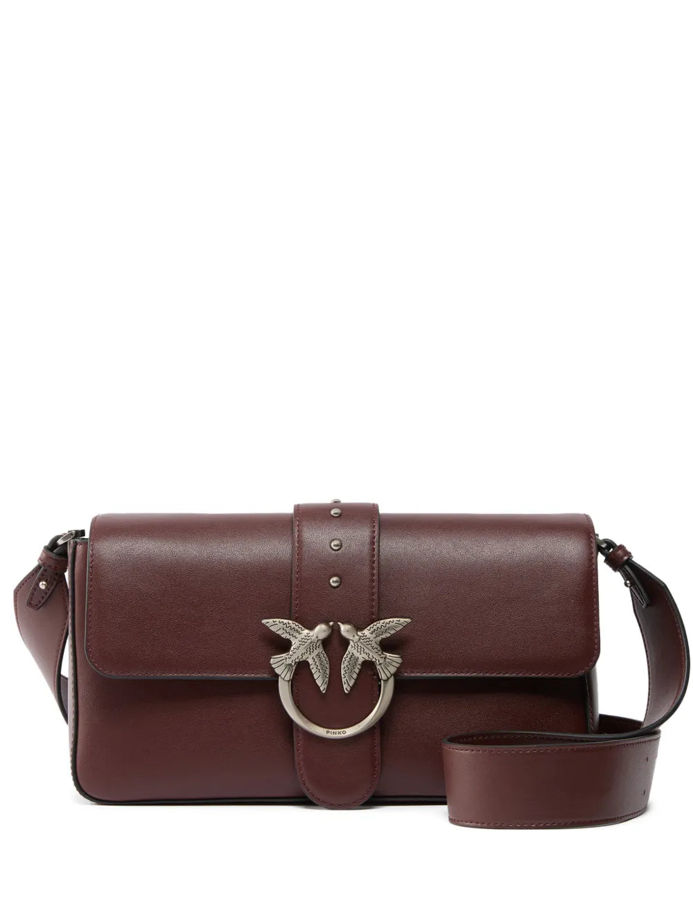 Pinko Medium Love Studded Bird Leather Shoulder Bag — Same as shown — Size One Size — Front View