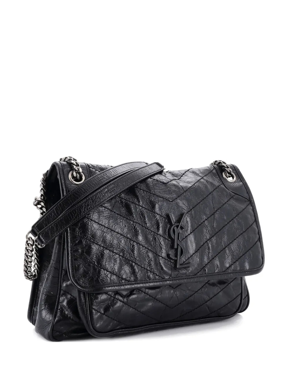 Saint Laurent Pre Owned Niki Chain Flap Bag Matelasse Chevron Leather Large Shoulder Bag — Same as shown — Size One Size — Front View