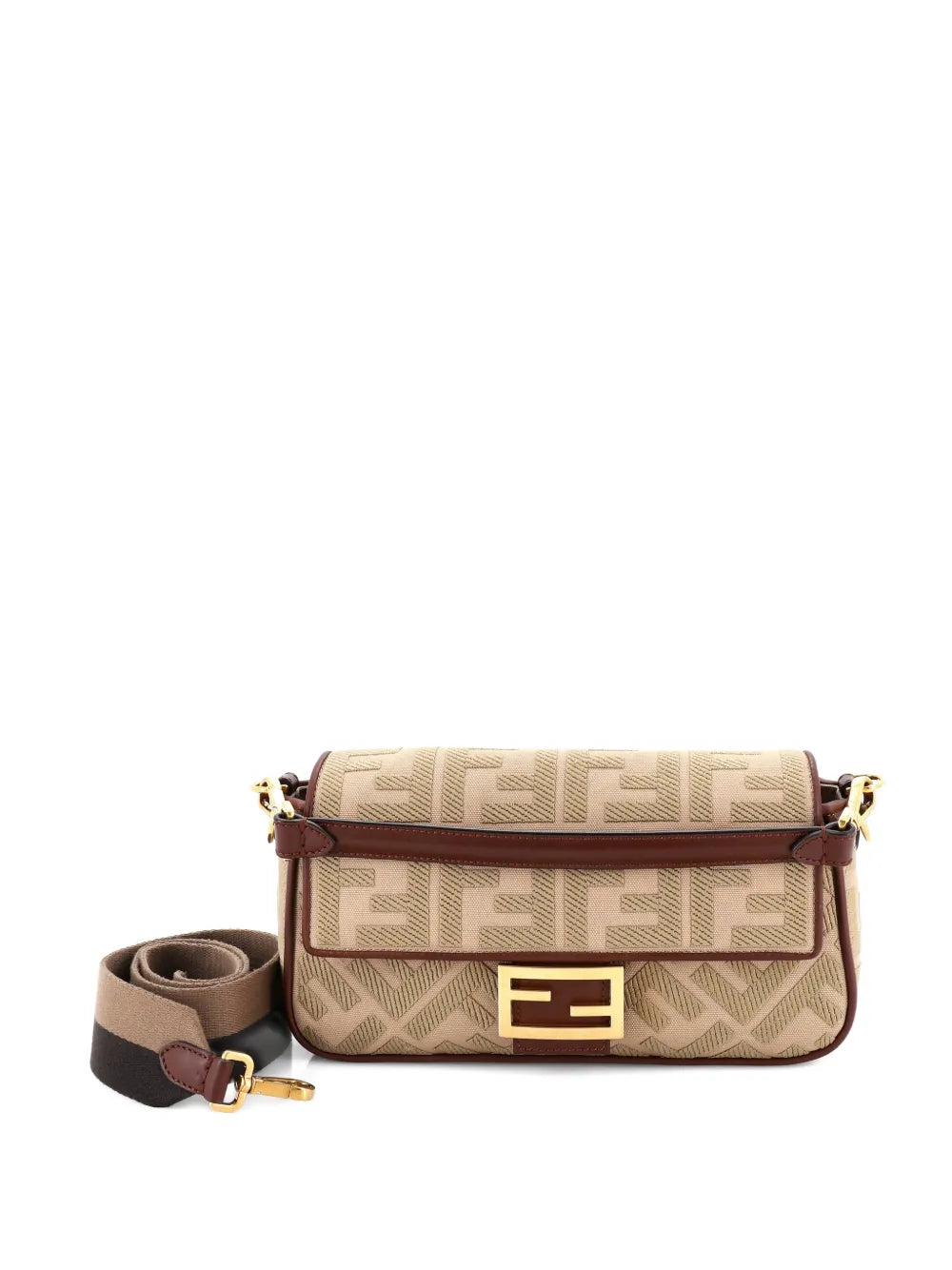 Fendi Pre Owned Baguette Nm Bag Zucca Embroidered Canvas Medium Shoulder Bag — Same as shown — Size One Size — Front View