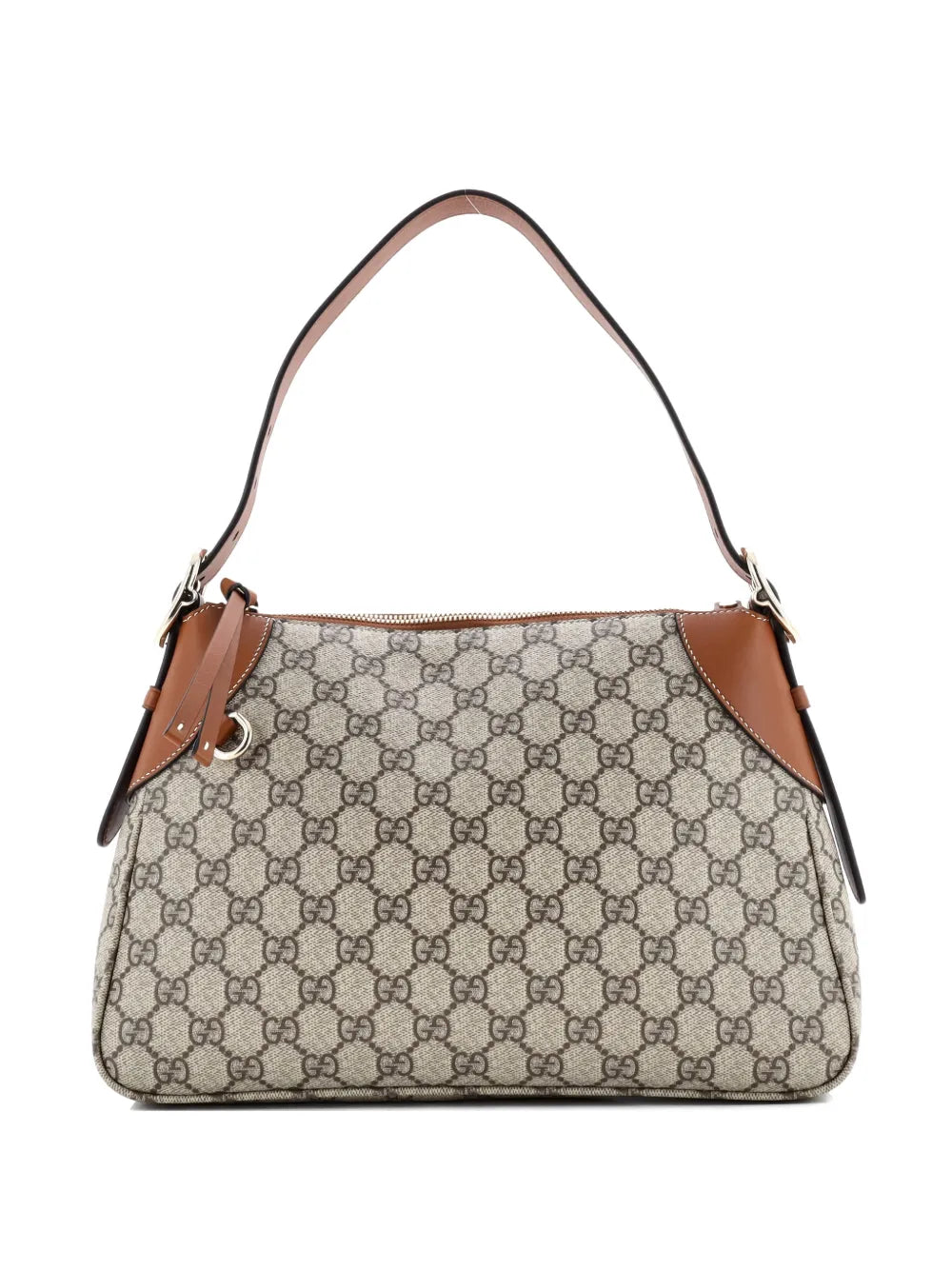 Gucci Pre Owned Emblem Gg Coated Canvas With Leather Medium Shoulder Bag — Same as shown — Size One Size — Front View