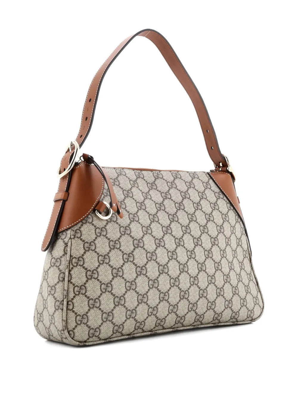 Gucci Pre Owned Emblem Gg Coated Canvas With Leather Medium Shoulder Bag — Same as shown — Size One Size — Back View
