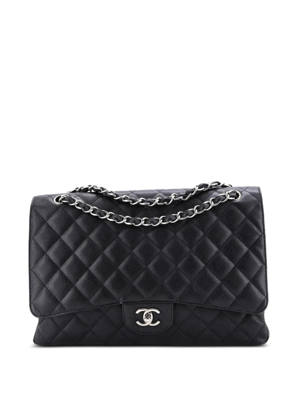Chanel Pre Owned Classic Single Flap Bag Quilted Caviar Maxi Shoulder Bag — Same as shown — Size One Size — Front View