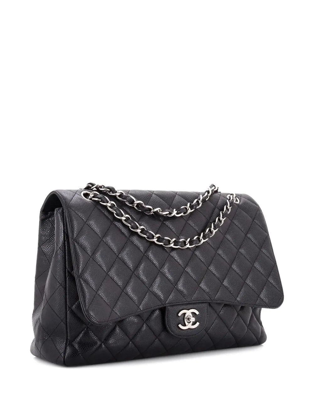 Chanel Pre Owned Classic Single Flap Bag Quilted Caviar Maxi Shoulder Bag — Same as shown — Size One Size — Back View