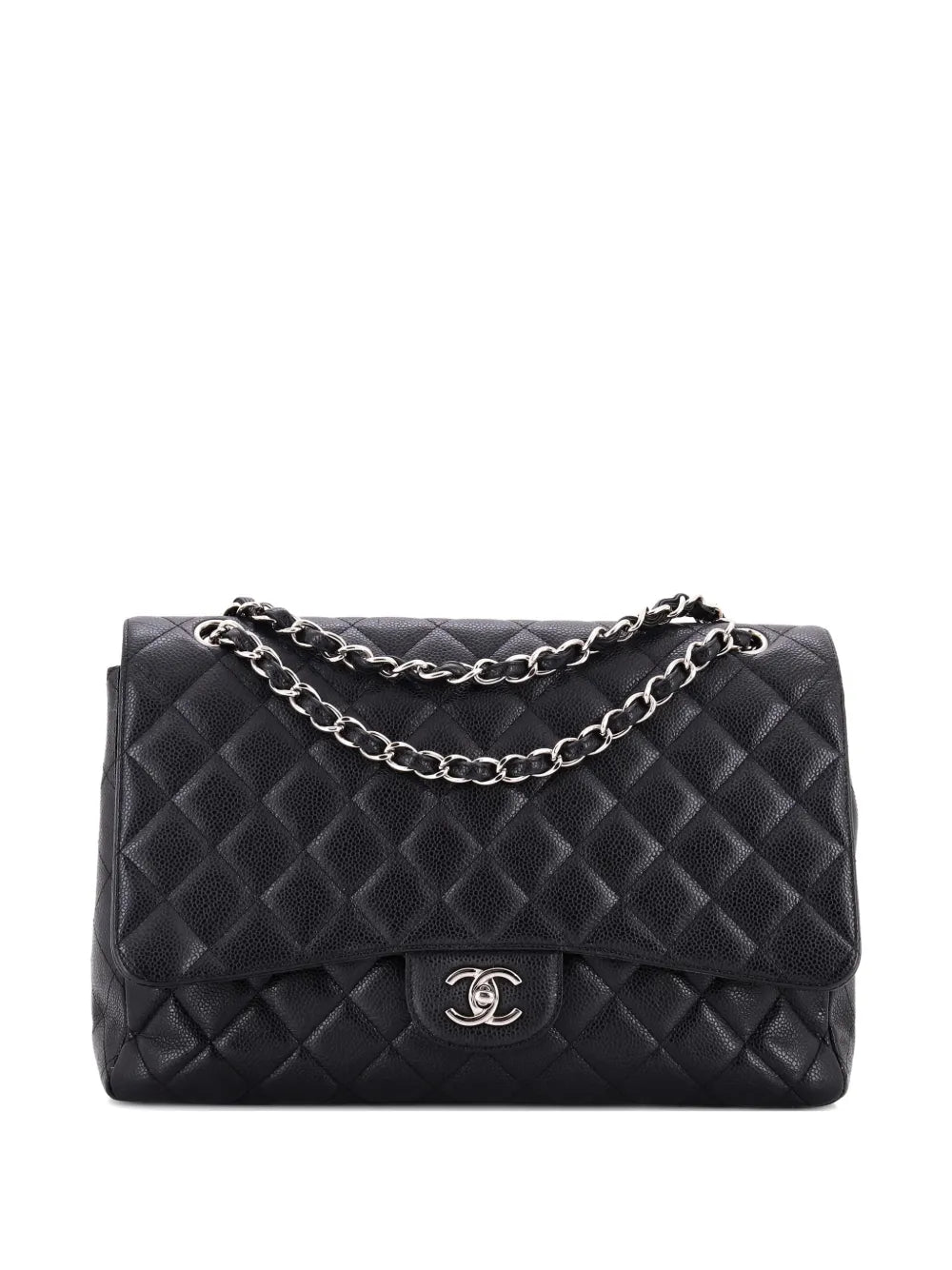 Chanel Pre Owned Classic Single Flap Bag Quilted Caviar Maxi Shoulder Bag — Same as shown — Size One Size — Front View
