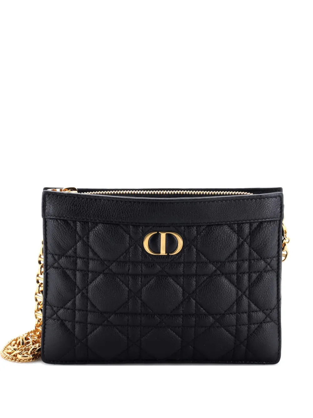 Christian Dior Pre Owned Caro Zipped Pouch With Chain Cannage Quilt Leather Shoulder Bag — Same as shown — Size One Size — Front View