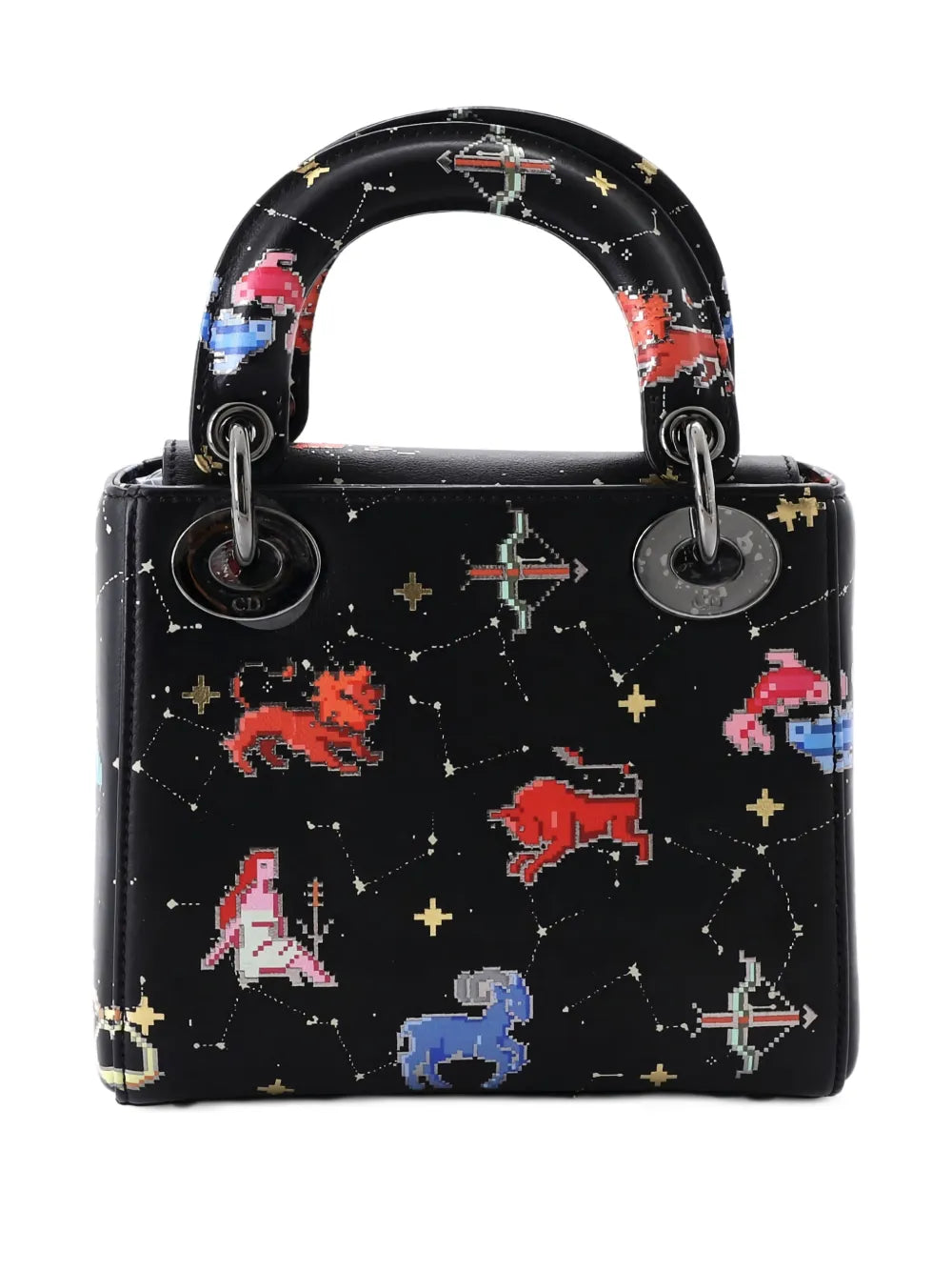 Christian Dior Pre Owned Lady Dior Bag Limited Edition Pixel Zodiac Printed Calfskin Mini Shoulder Bag — Same as shown — Size One Size — Side View