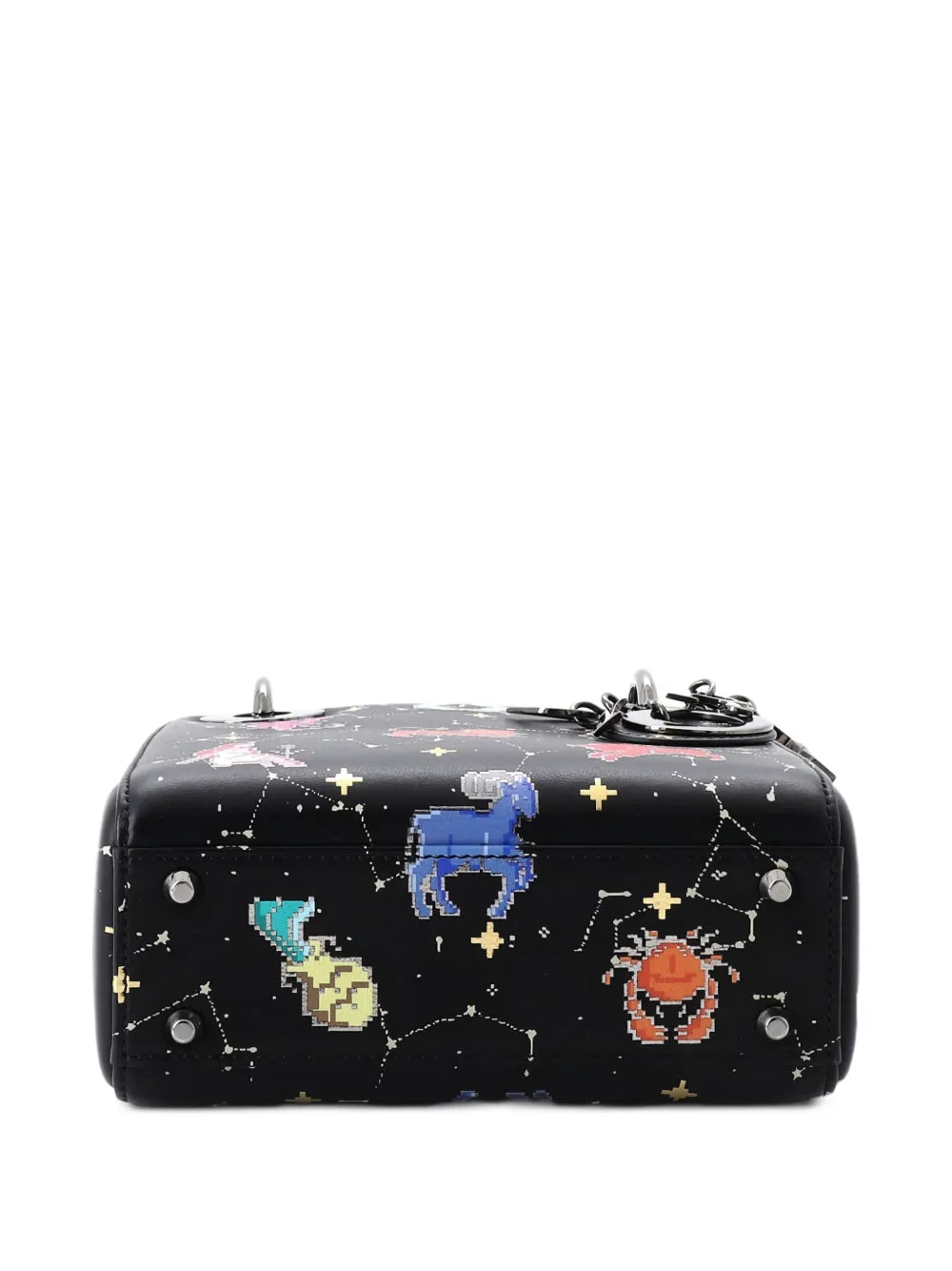 Christian Dior Pre Owned Lady Dior Bag Limited Edition Pixel Zodiac Printed Calfskin Mini Shoulder Bag — Same as shown — Size One Size — Top View