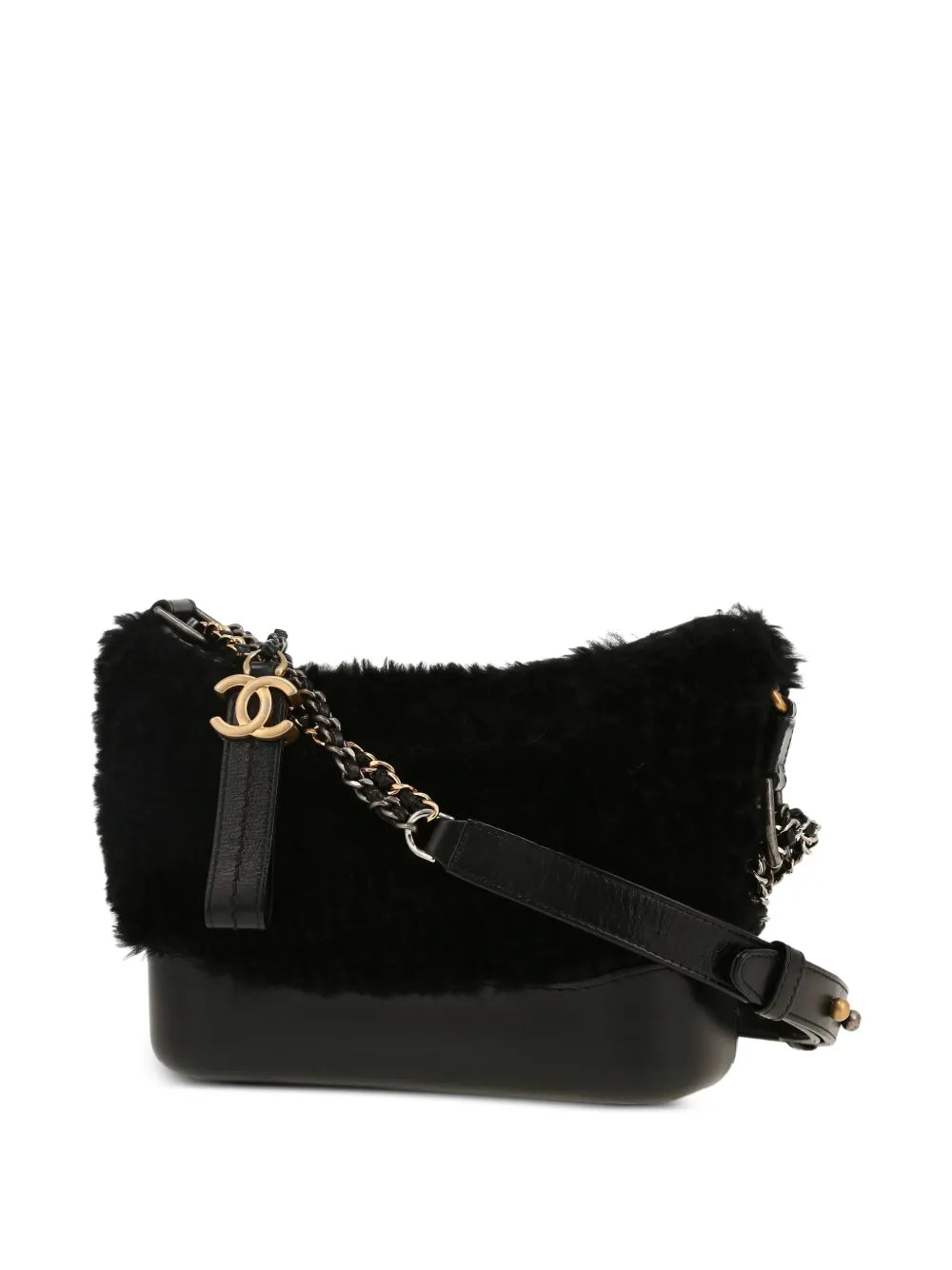 Chanel Pre Owned 2019 Small Gabrielle Fur Trim Shoulder Bag — Same as shown — Size One Size — Top View