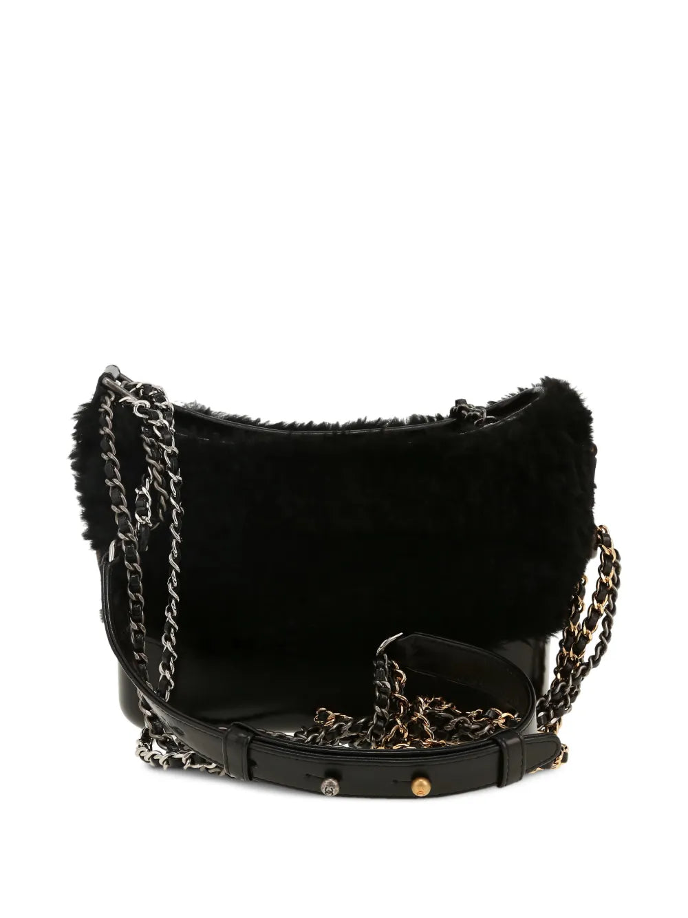 Chanel Pre Owned 2019 Small Gabrielle Fur Trim Shoulder Bag — Same as shown — Size One Size — Side View