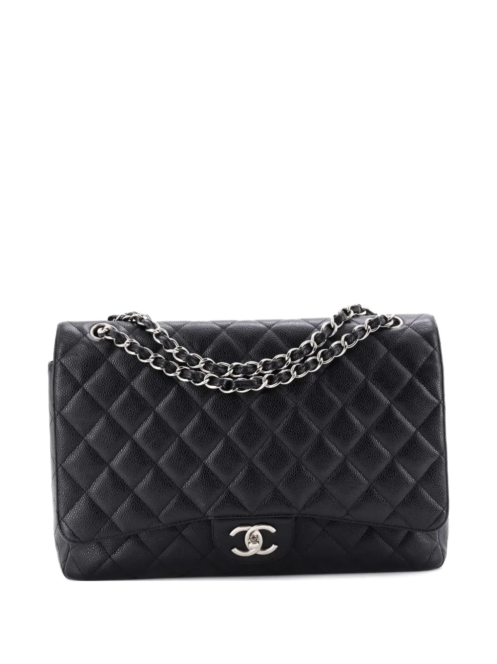 Chanel Pre Owned Classic Double Flap Bag Quilted Caviar Maxi Shoulder Bag — Same as shown — Size One Size — Side View
