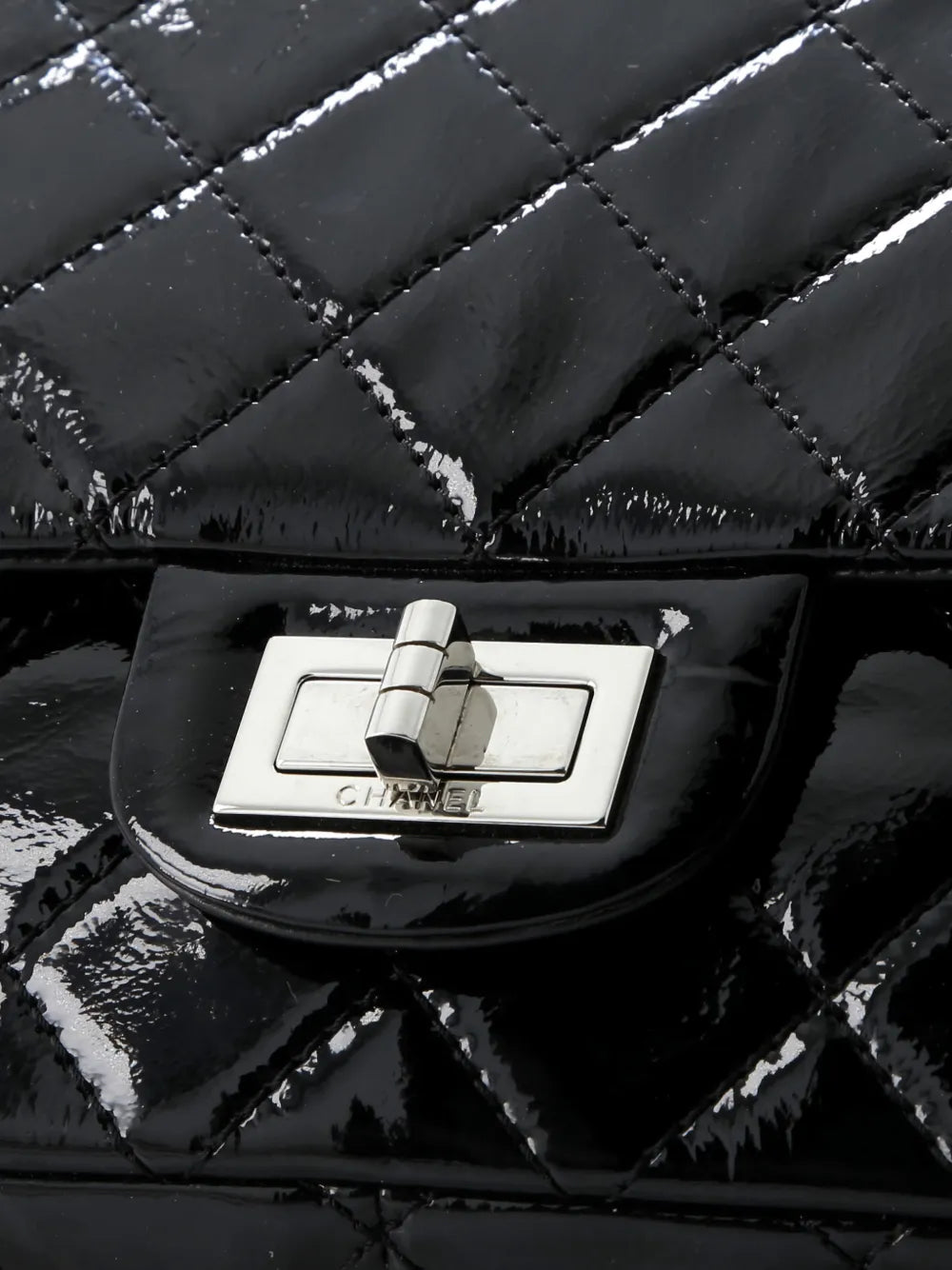 Chanel Pre Owned Reissue 255 Flap Bag Quilted Crinkled Patent 227 Shoulder Bag — Same as shown — Size One Size — Detail View
