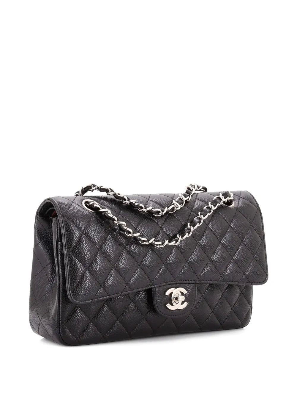 Chanel Pre Owned Classic Double Flap Bag Quilted Caviar Medium Shoulder Bag — Same as shown — Size One Size — Back View