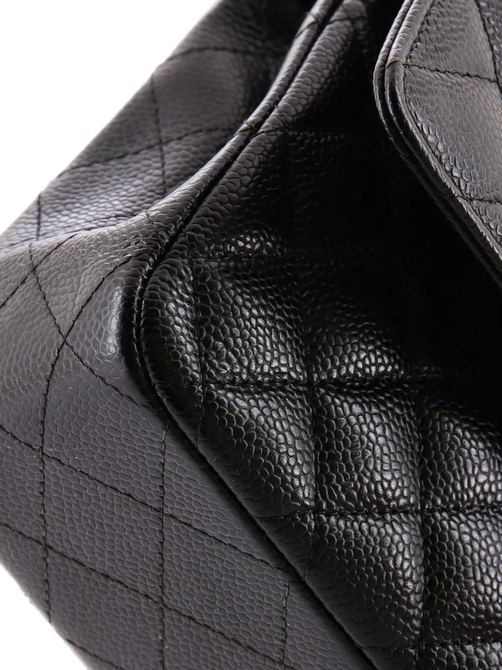 Chanel Pre Owned Classic Double Flap Bag Quilted Caviar Medium Shoulder Bag — Same as shown — Size One Size — Top View