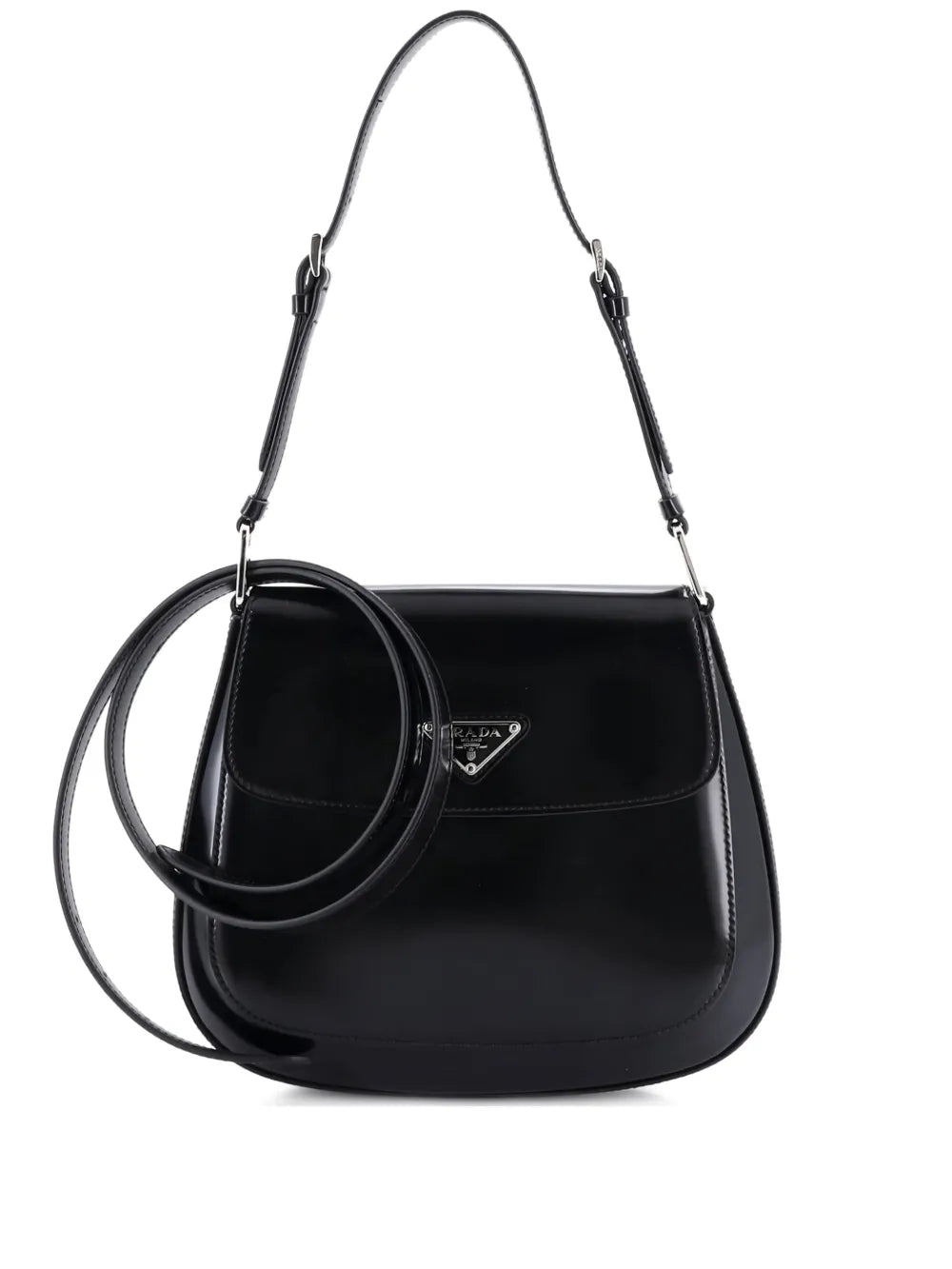Prada Pre Owned Cleo Flap Shoulder Bag Spazzolato Leather Small Hobo Bag — Same as shown — Size One Size — Front View