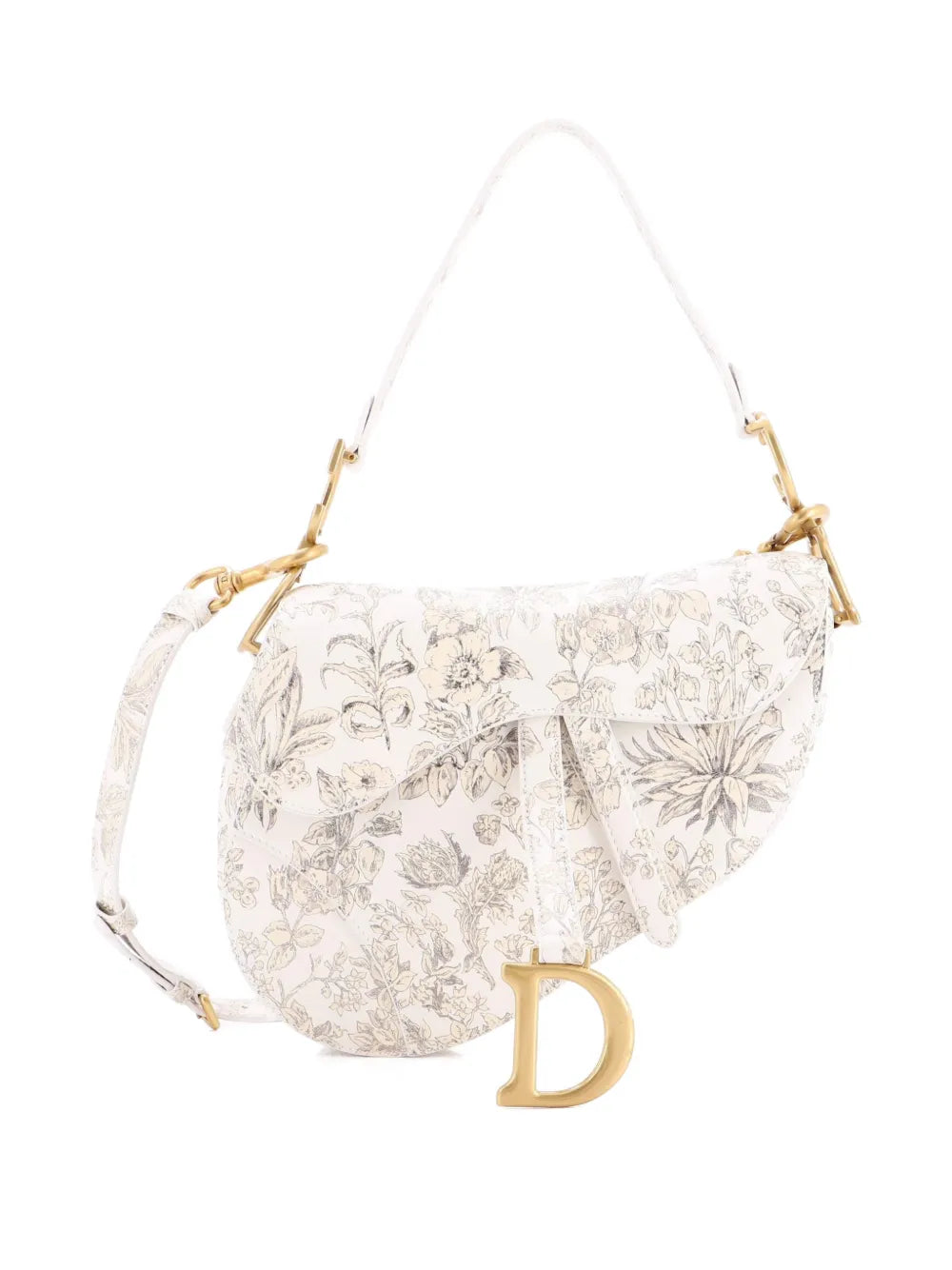 Christian Dior Pre Owned Saddle Handbag With Strap Printed Leather Medium Shoulder Bag — Same as shown — Size One Size — Side View