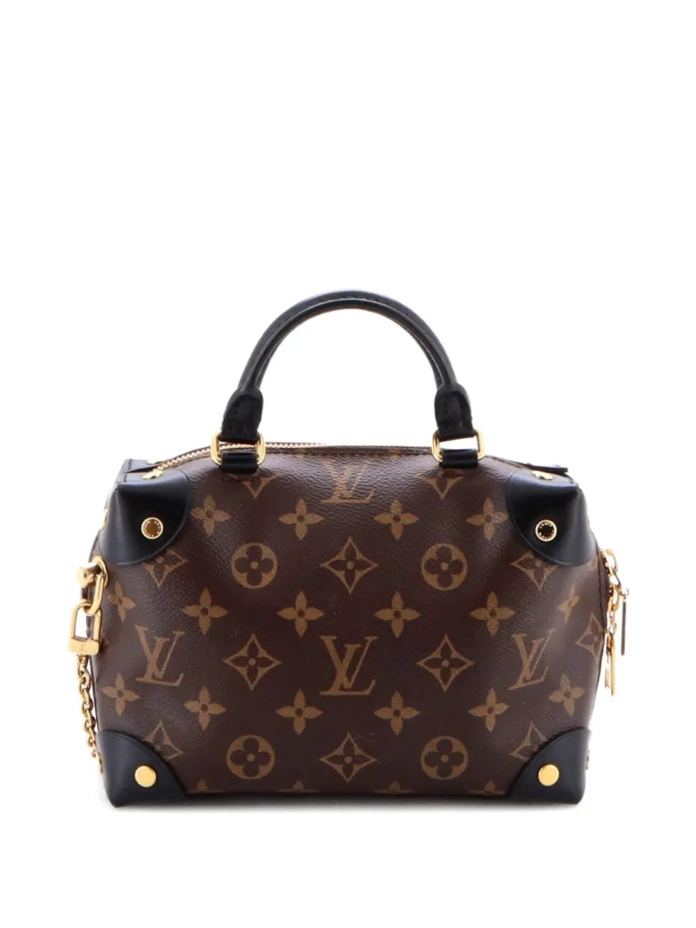 Louis Vuitton Pre Owned Petite Malle Souple Handbag Monogram Canvas With Leather Shoulder Bag — Same as shown — Size One Size — Back View