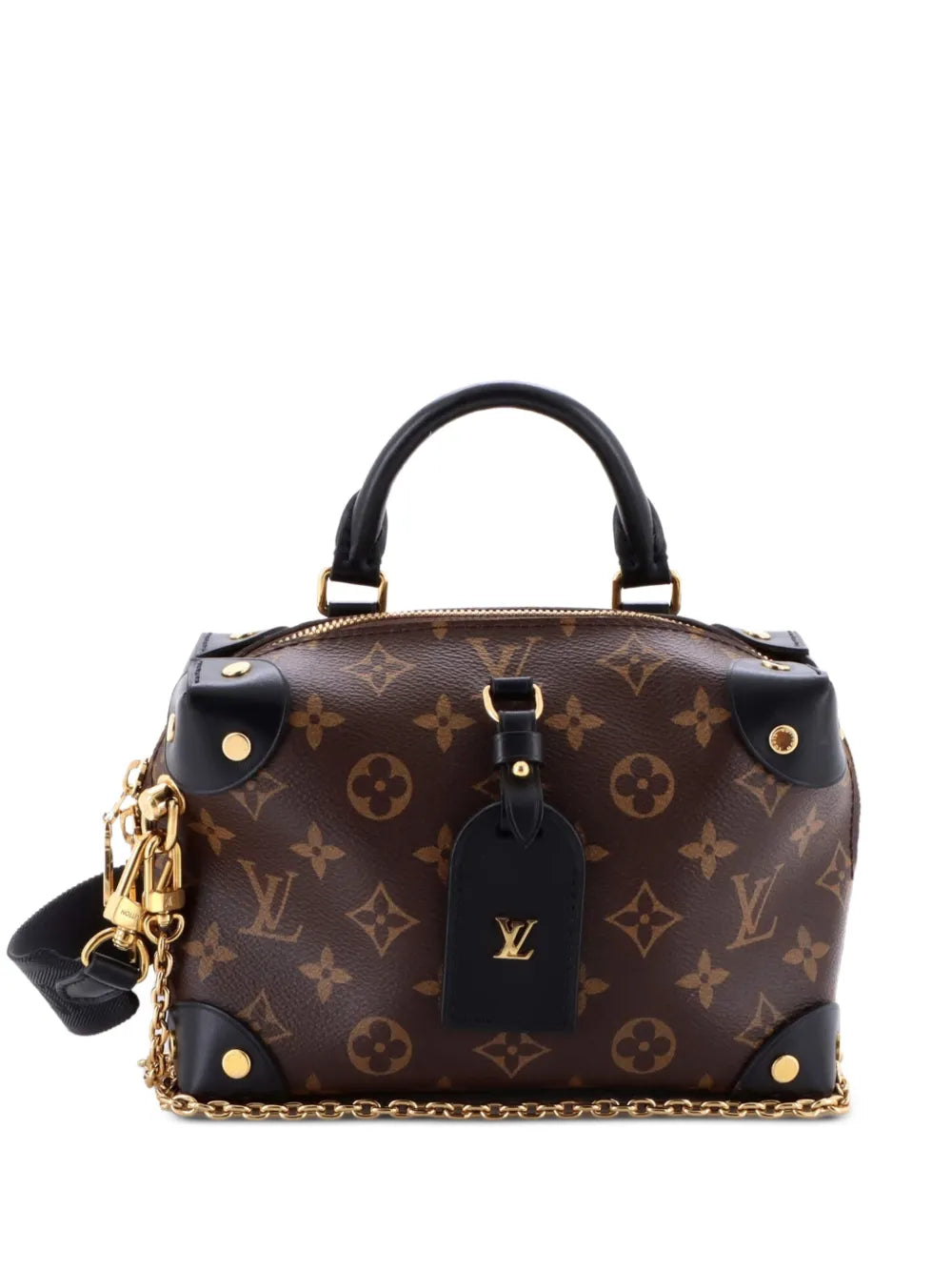 Louis Vuitton Pre Owned Petite Malle Souple Handbag Monogram Canvas With Leather Shoulder Bag — Same as shown — Size One Size — Front View