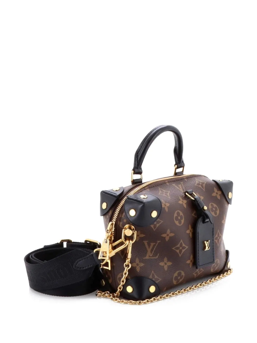 Louis Vuitton Pre Owned Petite Malle Souple Handbag Monogram Canvas With Leather Shoulder Bag — Same as shown — Size One Size — Side View