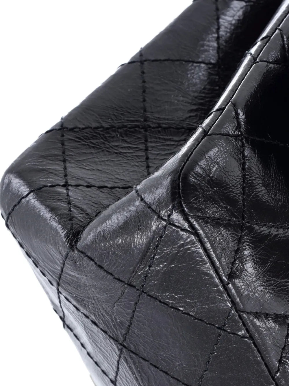 Chanel Pre Owned So Black Reissue 255 Flap Bag Quilted Glazed Calfskin 226 Shoulder Bag — Same as shown — Size One Size — Top View