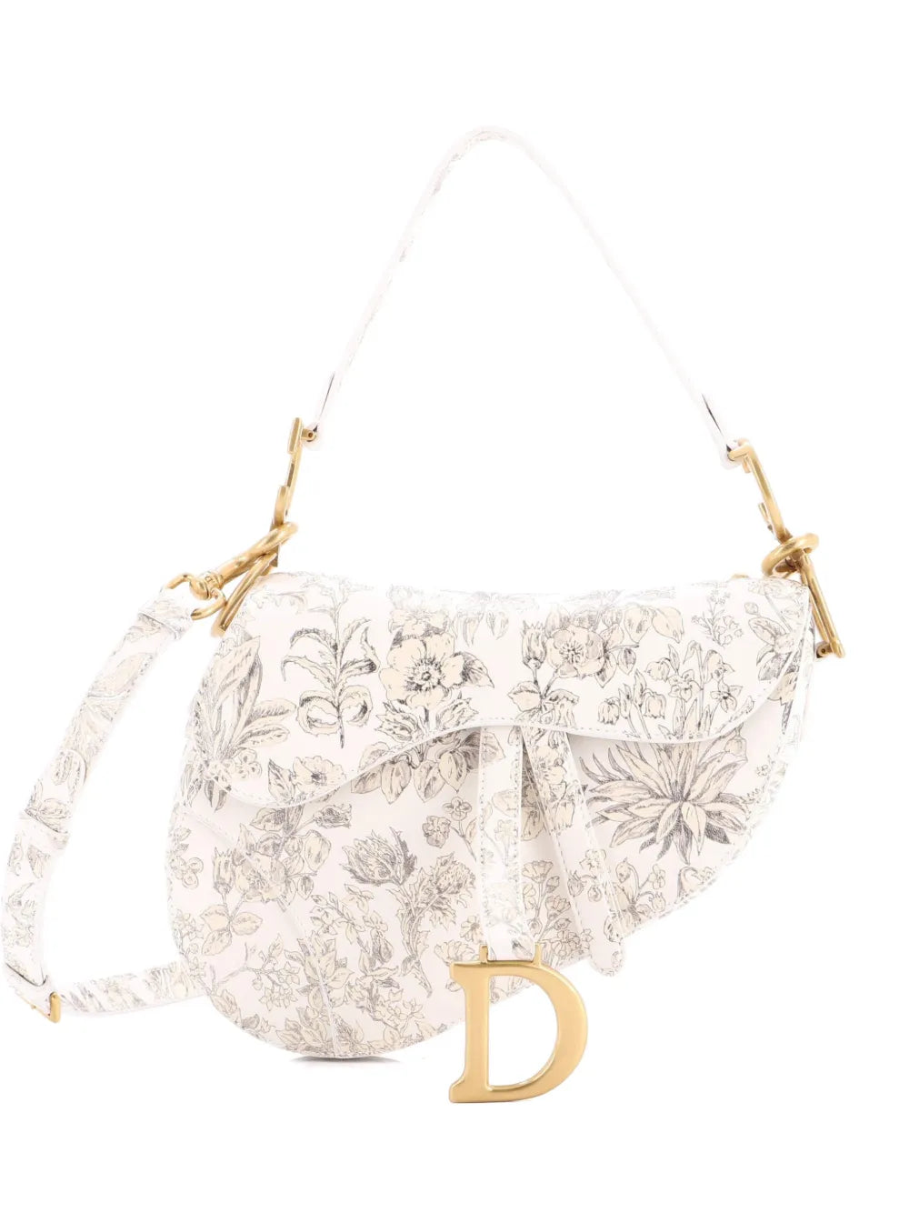 Christian Dior Pre Owned Saddle Handbag With Strap Printed Leather Medium Shoulder Bag — Same as shown — Size One Size — Front View