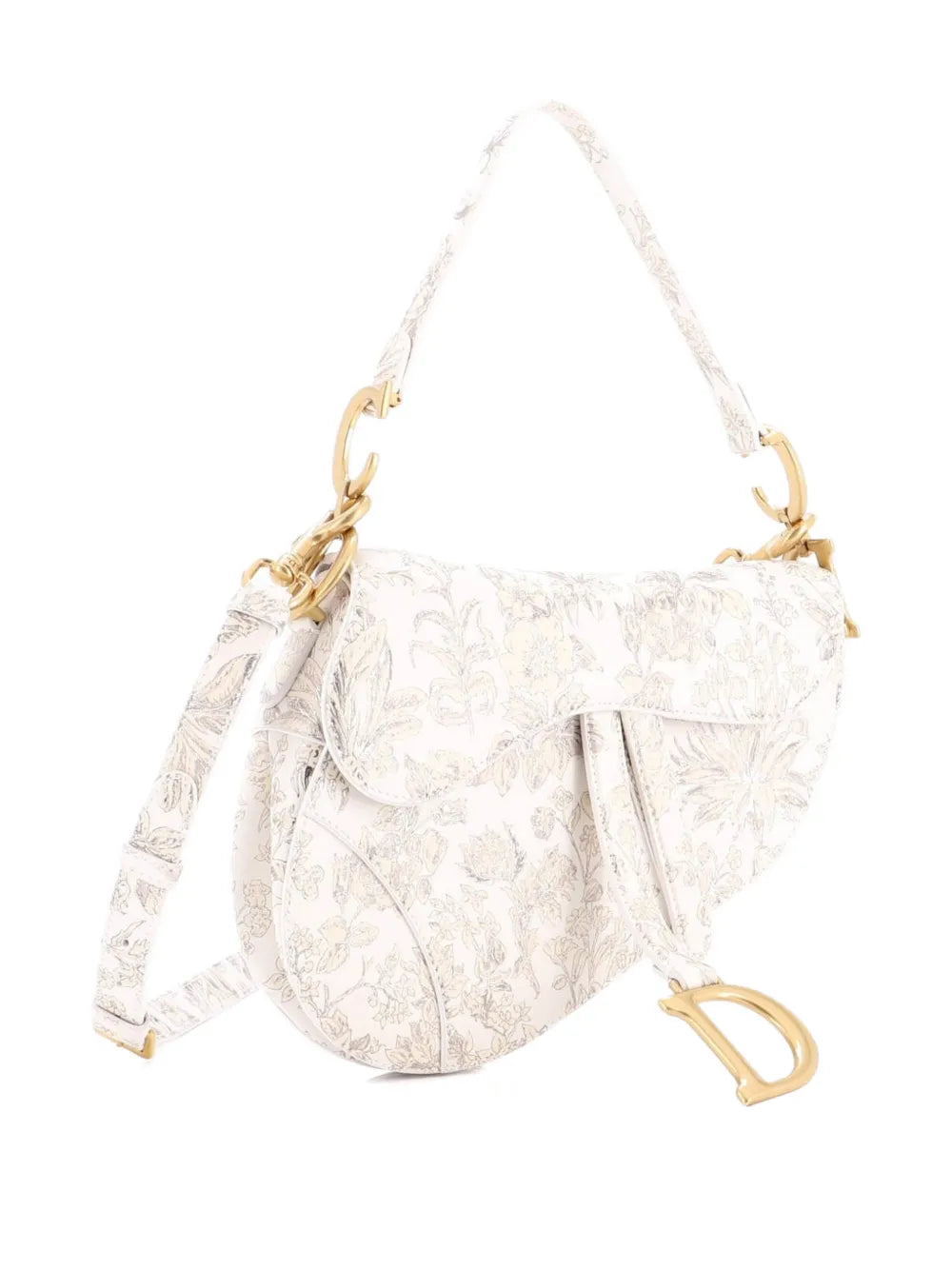 Christian Dior Pre Owned Saddle Handbag With Strap Printed Leather Medium Shoulder Bag — Same as shown — Size One Size — Back View