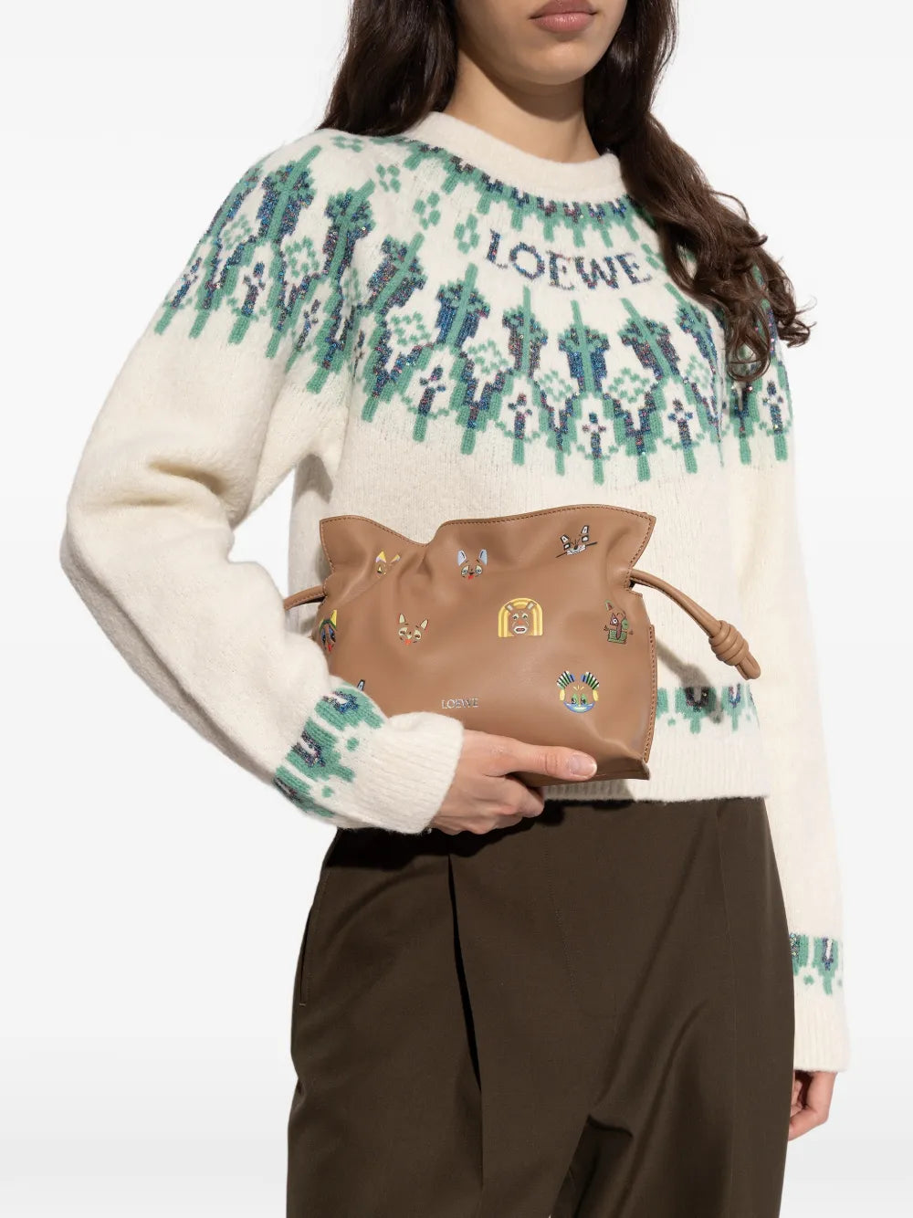 Loewe Mini Flamenco Cat Print Shoulder Bag — Same as shown — Size One Size — Side View