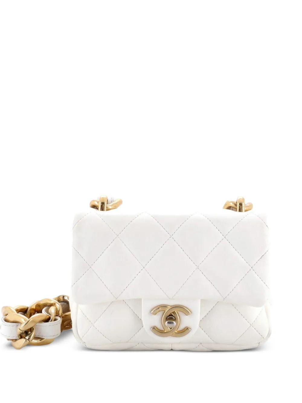 Chanel Pre Owned Funky Town Flap Bag Quilted Lambskin Mini Shoulder Bag — Same as shown — Size One Size — Front View
