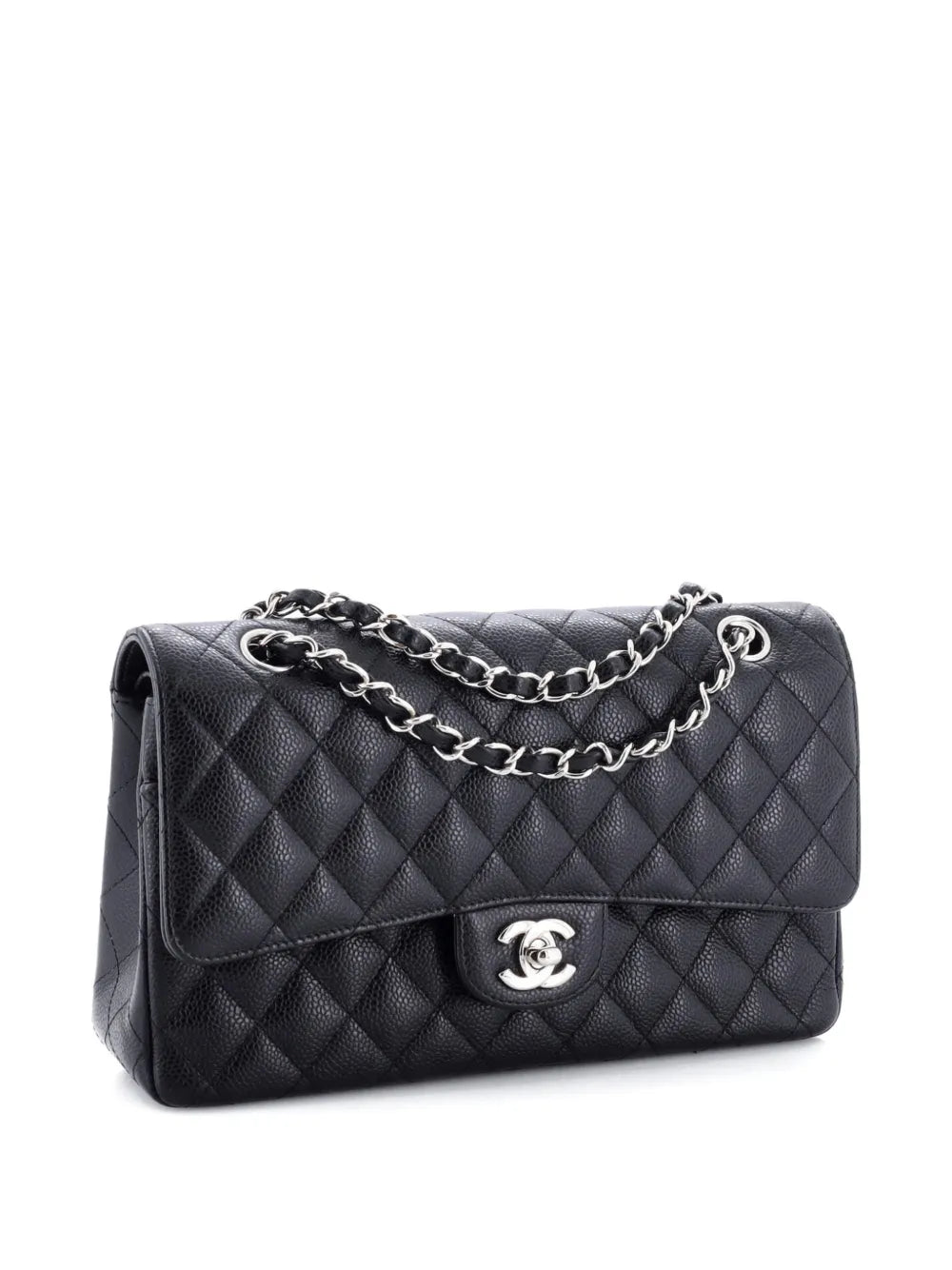 Chanel Pre Owned Classic Double Flap Bag Quilted Caviar Medium Shoulder Bag — Same as shown — Size One Size — Back View