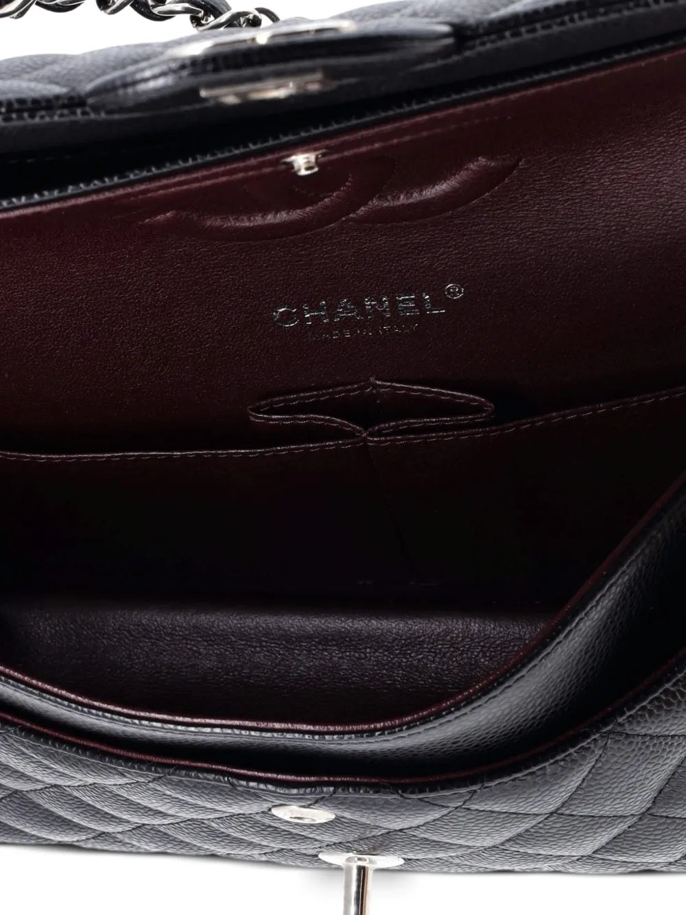 Chanel Pre Owned Classic Double Flap Bag Quilted Caviar Medium Shoulder Bag — Same as shown — Size One Size — Detail View