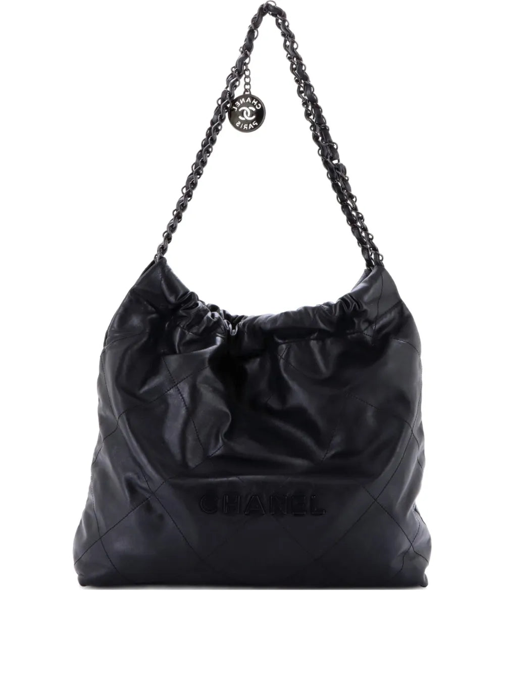 Chanel Pre Owned 22 Chain Quilted Calfskin Large Hobo Bag — Same as shown — Size One Size — Front View