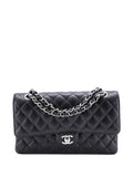 Chanel Pre Owned Classic Double Flap Bag Quilted Caviar Medium Shoulder Bag — Same as shown — Size One Size — Front View