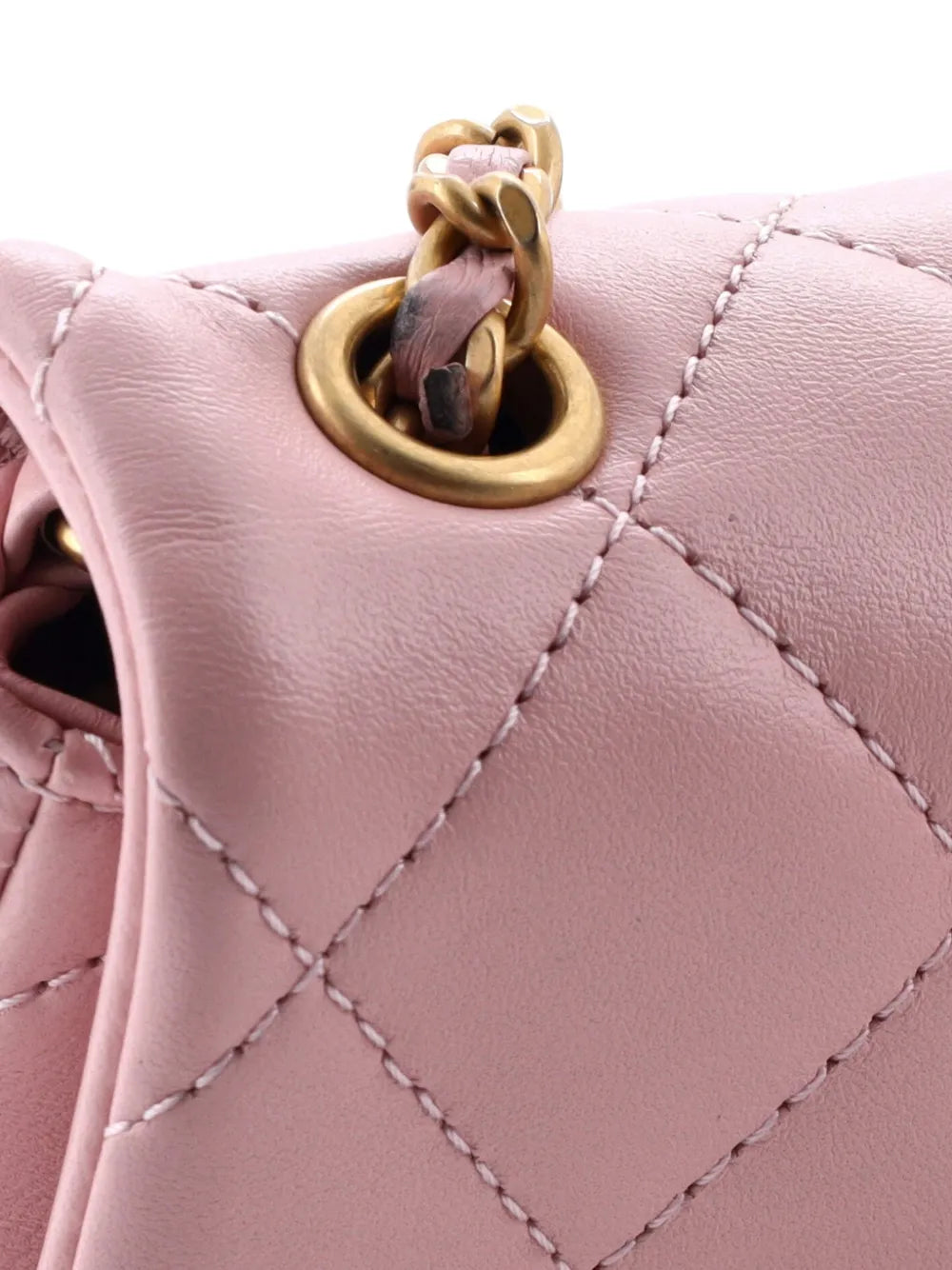 Chanel Pre Owned Sweet Heart Chain Flap Bag Quilted Lambskin Mini Shoulder Bag — Same as shown — Size One Size — Top View